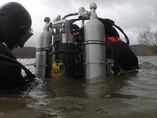 Rebreather Tauchen, Poseidon MK6, blaue Batterie, Kreislaufgerät