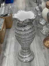 Silber Venezianer Verspiegelt Vase Modern Blumenvase Bett Seite Romany Mosaik ✨