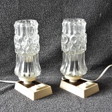  Nachttischlampenpaar Strukturglas 60/70er Jahre, wahrschl Hillebrand Midcentury