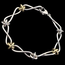 Tiffany & Co. Massives 18K Gelbgold 925 Sterlingsilber Infinity Armband