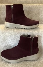 Skechers Stiefeletten UK 5,5 Damen burgunderfarbenes Leder luftgekühlte Riesenmatte