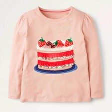 Mini Boden Mädchen Applikation Langarm Top Providence Pink Kuchen Größen 2-12 Jahre