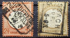 DR Brustschild 2 Marken Mi.Nr. 21, 22 gestempelt - II.Wahl