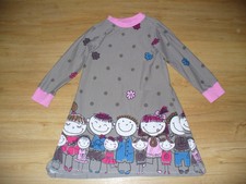 Langarm  Kleid Mädchen  Gr.128-134  Handmade  Unikat khaki rosa mit Kinder Motiv