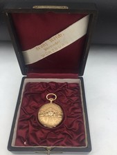 Jugendstil Open Face  Damen Taschenuhr ,  Gold 585 im Original Etui um 1900 ,