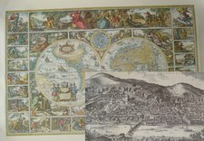 Weltkarte ca. 106 x 75cm + Heidelberg 63 x 30cm - keine Beschädigungen etc.