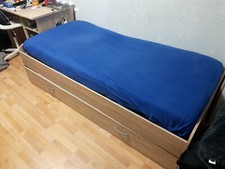 Bett 90x200 Sonoma Eiche, ausziehbares Zustellbett inkl Lattenrost