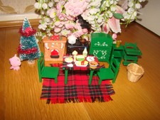 Sylvanian Families Weihnachten Vintage Küche grün Möbel Set Konvolut