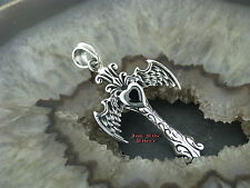 Silber Kettenanhänger Kreuz mit Flügel und Herz Feingehalt Silber 925 Zirkonia