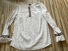 Neuwertige edle Bluse von JETTE / Langarm / Weiß - Streifen abfesetzt/ Größe: 44
