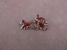 VINTAGE SILBERTON ROT EMAILLE CARRAGE & PFERDE KOSTÜMBROSCHE.