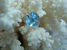 Halskette schwebend Herz Swarovski® Elements 6202 Aquamarine + Edelstahl 