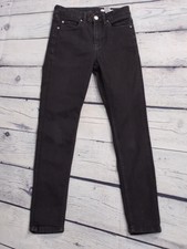 M&S schwarze dünne mittelhohe Denimjeans Damen Größe 8 (IG05)