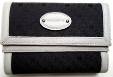 T O P Orig COCCINELLE Damen ECHT Leder Kanvas PORTMONEE Geld Börse Schwarz Grau