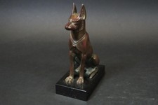 Ägyptischer Pharaonenhund Bronze Figur Museumsreplik auf Marmorsockel (FB622)