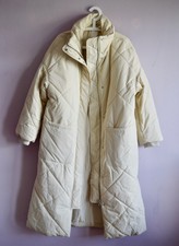 H & M STEPPMANTEL S OVERSIZE BEIGE SAND HERBST WINTER LANG  REISSVERSCHLUSS