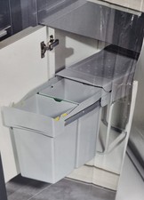 Einbau Abfallsammler Mülleimer Abfalleimer eckig Küche 2x14 Liter grau
