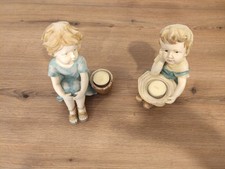 Zeitlos schöne Deko Skulptur - Geschwister Paar, je mit Teelichteinsatz, Licht