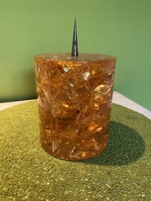 Alter 70er Jahre Kerzenständer Block - Bernstein Imitat - Kunstoff - ca.20x12 cm