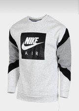 Nike Air AUF SEE MUNITIONSKISTE Fleece Ash SZ XL TOP Pullover Reißverschluss Grau Rundhalsausschnitt Big Logo Zip