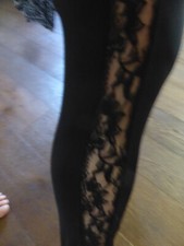 Leggings Gr. S 34 36 schwarz Spitze Spitzeneinsatz leicht durchsichtig