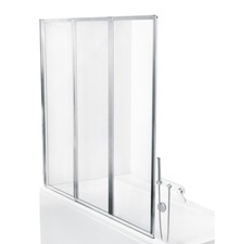 Badewanne Badewannenabtrennung Duschabtrennung 3-teilig 140 cm Klarglas Chrom AP