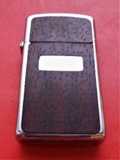 Zippo SLIM beidseitig Holzoptikplatt2 Gravur Feld Chrom aus Sammlung