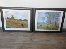2 Bilder von Claude Monet, Felder im Frühling + Mohnblumenfeld, gerahmt, 47x57cm