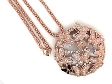 *SCHMUCKJAGD* KETTE AUS MESSING ROSE-VERG. MIT KATZENAUGE-IMITAT & KRISTALLE