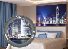 Fotoposter Honkong bei Nacht Wanddekoration Bild China Großstadt Deko140x100 cm