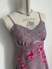Lingerie Kleid Vintage Néglige Négligé Gr. L 40 lila violett Pink Sexy Print