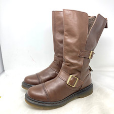Dr. Martens Kathleena umklappbare braune Schnalle Bikerstiefel UK 6,5 EU 40