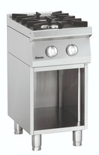Bartscher Gasherd zwei Flammen Brenner Edelstahl Gas Herd mit Gussroste 14700 W.