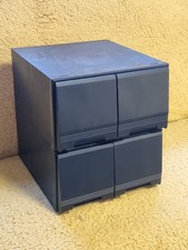 Paar Retro 2 Schubladen 40 CD Aufbewahrungshüllen - Schwarz Asche Holz Effekt stapelbar