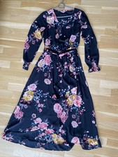 Kleid Midi Maxi schwarz rosa gelb grün rot Volants Gürtel Gr 38/40 NEU