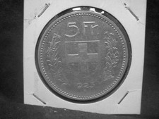 Silbermünze - Schweiz 5 FR 1923 B "Confederatio Helvetica" im Rähmchen  SH8591