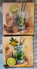 2 kleine Leinwandbilder mit Cocktail-Motiven
