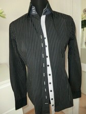 Damen Bluse gr L camicie Schwarz ( Streifen)