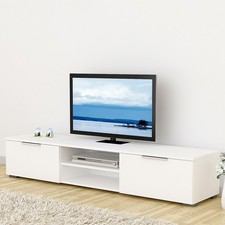 Stylist TV Einheit 2 Schubladen 2 Regal in Weiß hochglanz (w172.7x h33.1x d39.9 cm)