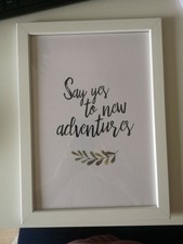 Sagen Sie Ja zu New Adventures weißer Rahmen A4 Druck Wandhang inspirierendes Zitat