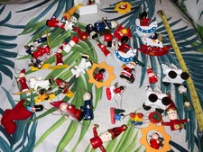 Vintage Retro Kitsch Holz Weihnachtsmann Baubles Weihnachtsbaum Dekorationen Konvolut