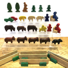 Vintage Brio Zugset Holzwagen, Nutztiere / Häuser / Sonstiges Konvolut