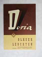 Katalog DORIA - GLÄSER / LEUCHTEN Regensburg / Passau um 1955 Lampen