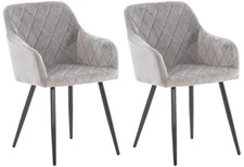 #R67697/3108 2x Esszimmerstuhl Shila Samt grau Besucherstuhl Küchenstuhl Stuhl