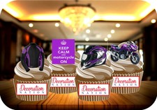 Lila Motorrad Mix 12 Essbare erhebe dich Kuchen Toppers Dekoration Geburtstag Motorrad Spaß