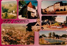 73840869 Lengefeld_Erzgebirge Teilansichten Parkanlagen Freibad Kirche Luftbild 