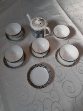 Wedgwood "Samurai Serie" Tee Set für 5 Personen, Tassen, Untertasse und Kanne