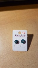 1 Paar Ohrringe-Stecker-rund-Spirale-petrolfarben-12-NEU/UNGETRAGEN-Modeschmuck