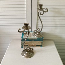 Vintage Metall Rollenform Paar Kerzenstäbe Halter konisch stilvoll