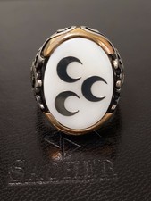 Herren Silber Ring 925 Silber  Osmanli sedef stein mit üc hilal neu